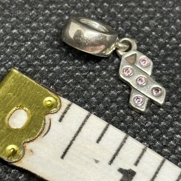 Pandora Breast Cancer Awareness Ribbon Dangle with Pink Zirconia Charm - Picture 4 of 4